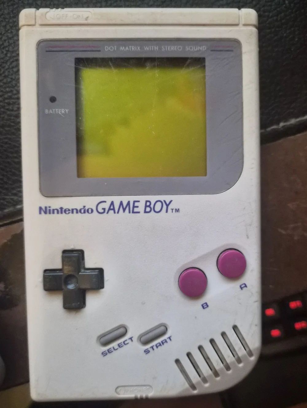 Nintendo Game Boy in Off-White with Purple Buttons